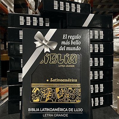 La Biblia Latinoamérica de Lujo/ Negra / Letra Grande / Imitación piel / Cierre e Índice - Caja de 16 unidades