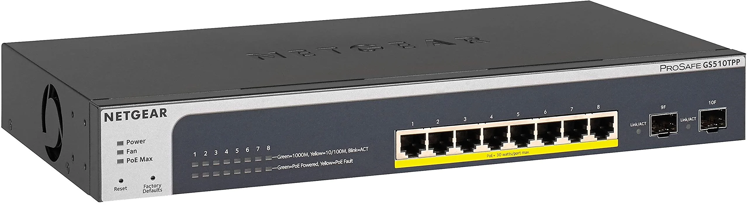 NETGEAR 10-Port PoE Gigabit Smart Managed Switch (8 PoE+; 2 x 1G SFP)