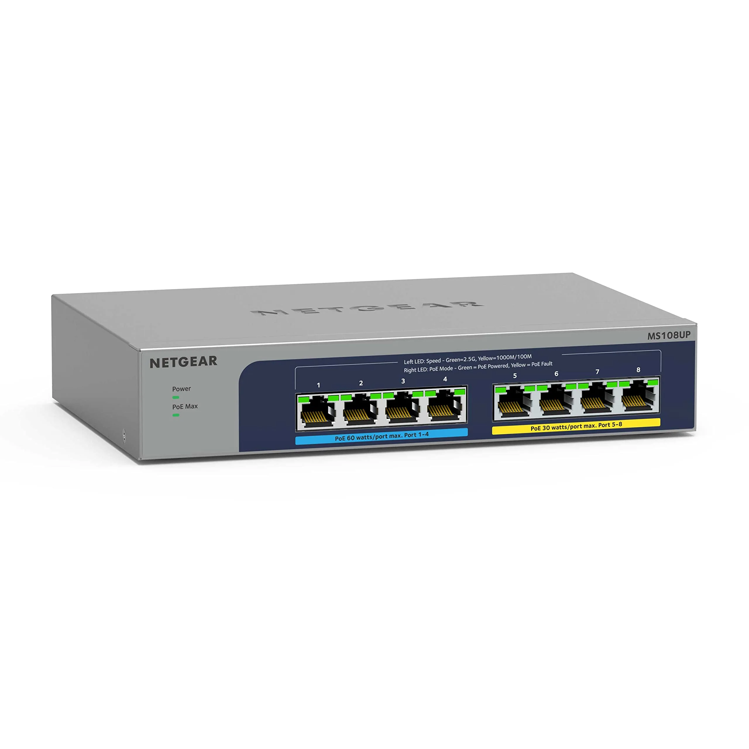 NETGEAR 8-Port Ultra60 PoE Multi-Gigabit Unmanaged Network Switch (MS108UP)