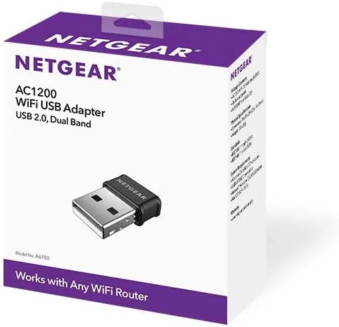 NETGEAR AC1200 Wi-Fi USB 2.0 Mini Adapter for Desktop PC | Dual Band WiFi Stick for Wireless Internet (A6150-100PAS) AC1200 Compact USB AC1200, USB 2.0