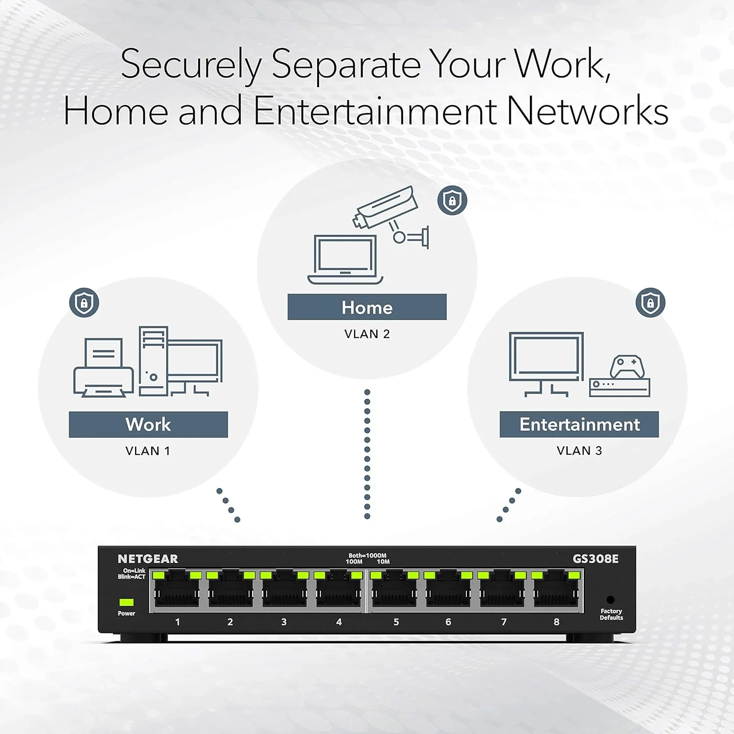 NETGEAR 8-Port Gigabit Ethernet Easy Smart Managed Essentials Switch (GS308E) - Desktop or Wall Mount, Home Network Hub, Office Ethernet Splitter, Silent Operation