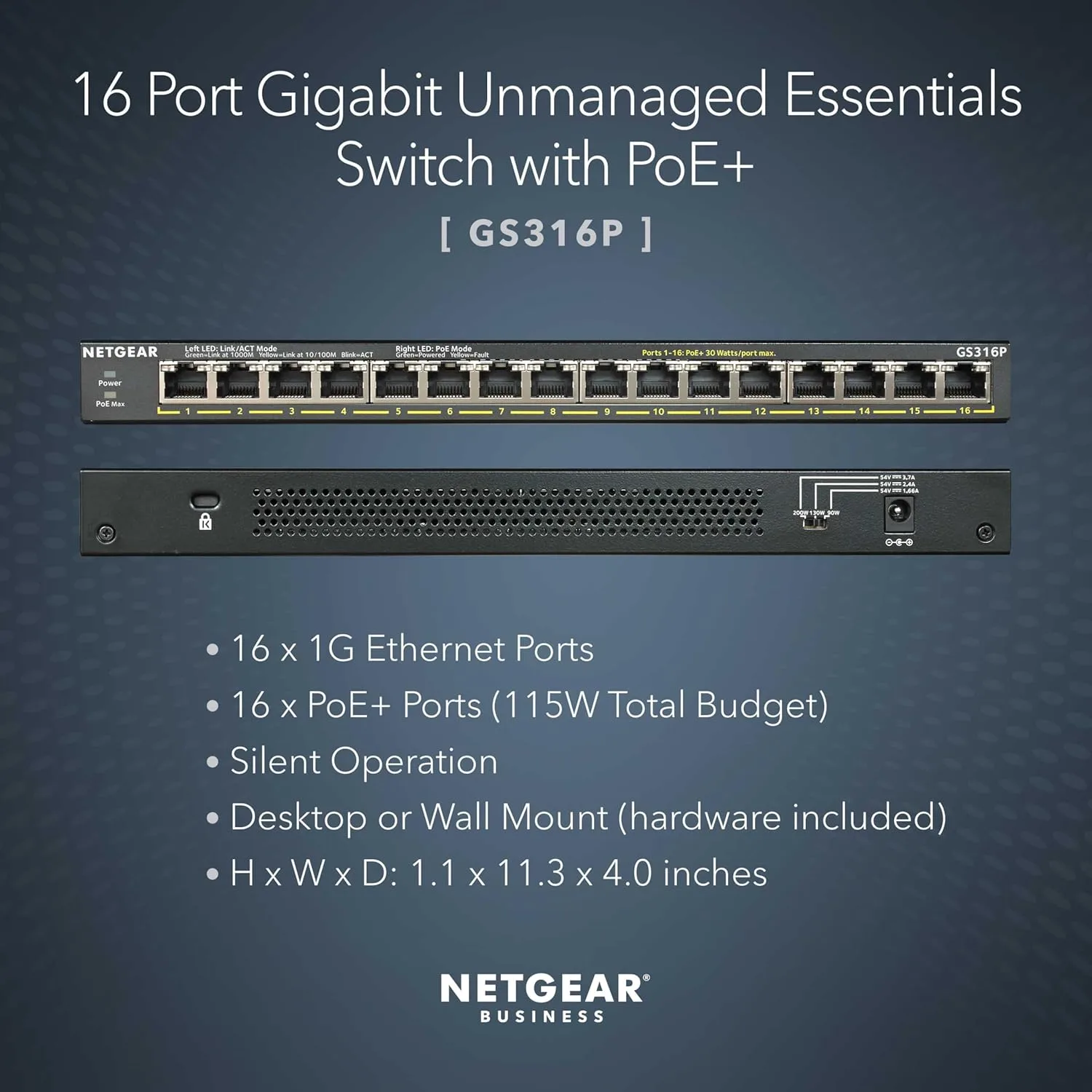 NETGEAR Gigabit Ethernet Unmanaged PoE+ Switches