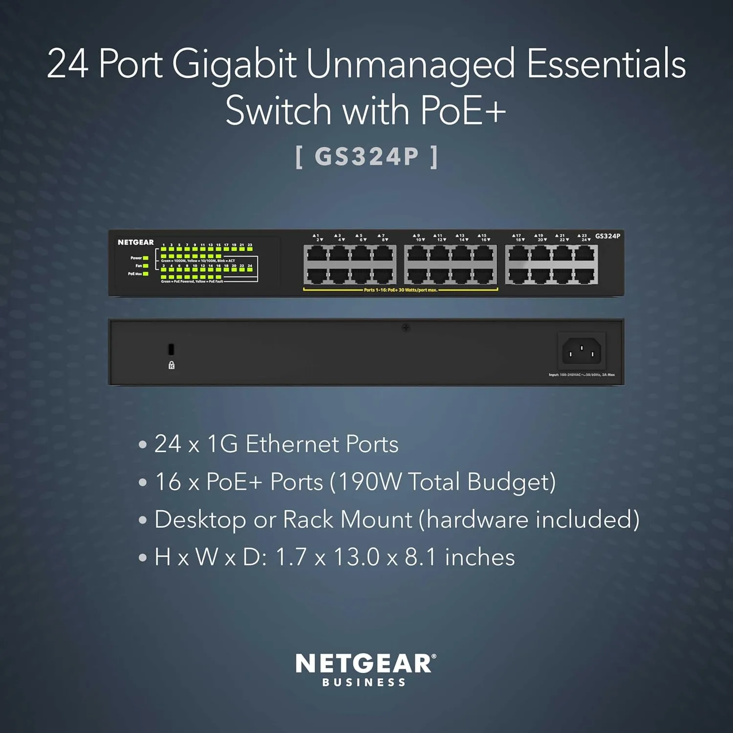 NETGEAR Gigabit Ethernet Unmanaged PoE+ Switches