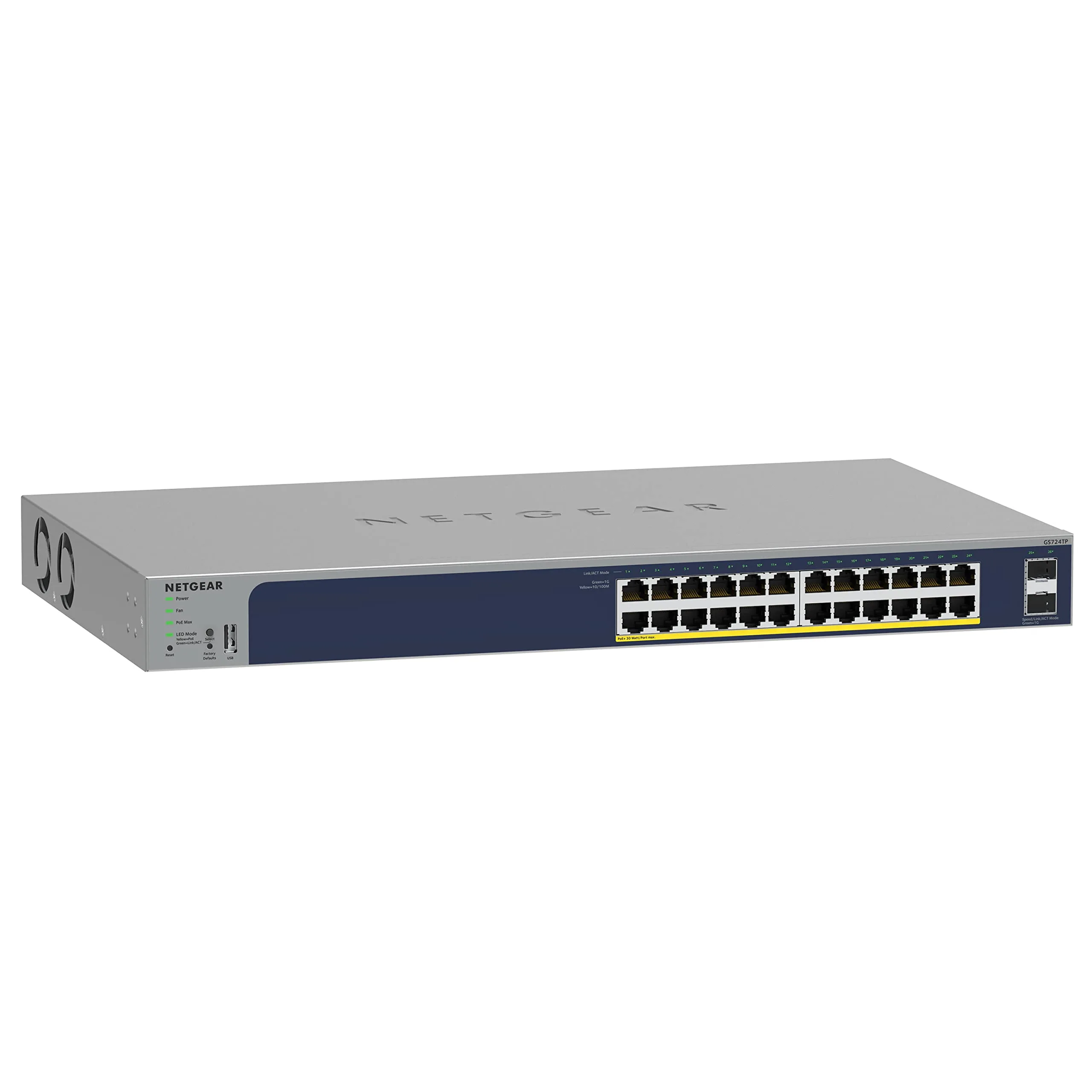 NETGEAR GS724TP 26-Port PoE Gigabit Smart Switch, 24 PoE+ @190W, 2 SFP