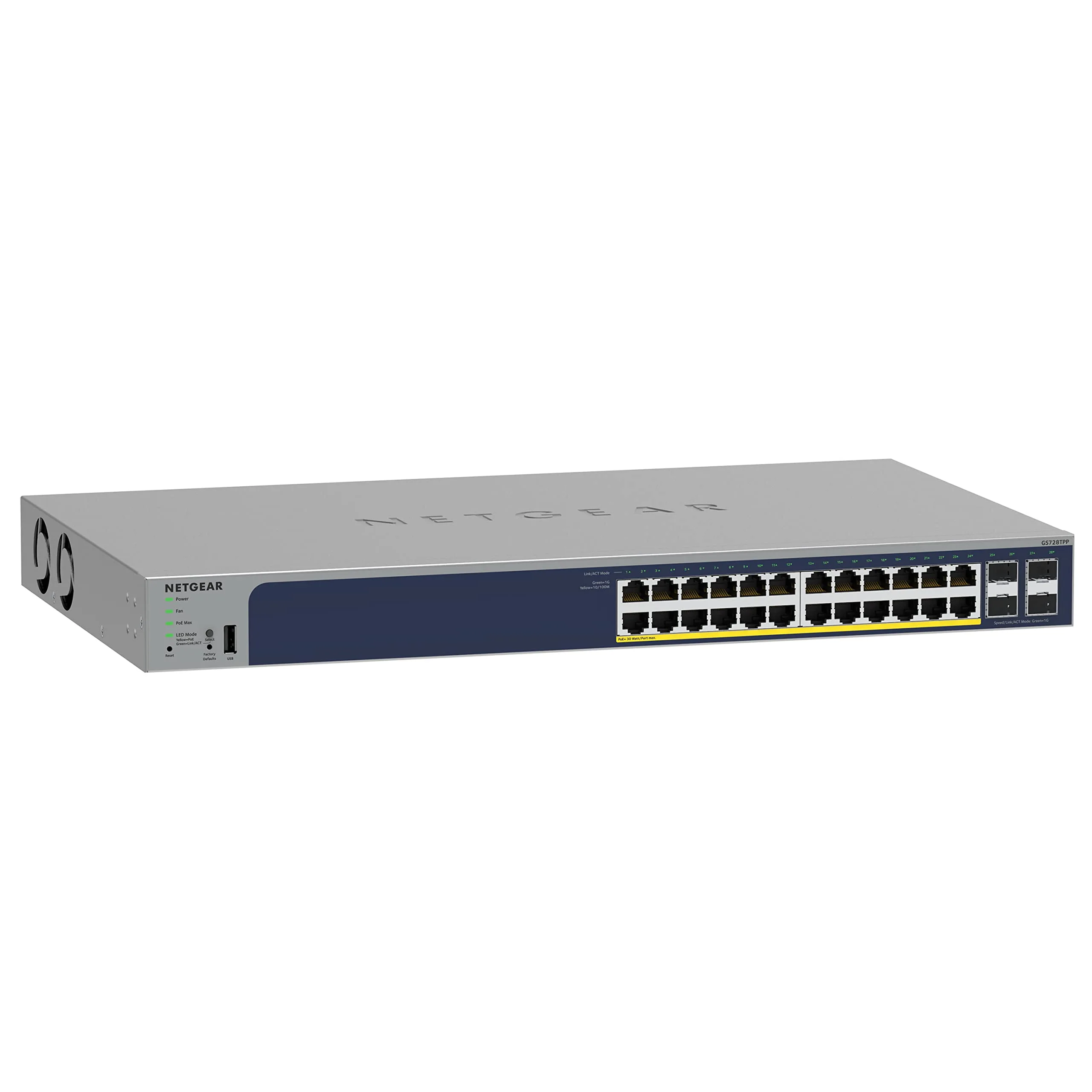 NETGEAR 28-Port PoE Gigabit Ethernet Smart Switch (GS728TPP) - Managed, 24 PoE+ @380W