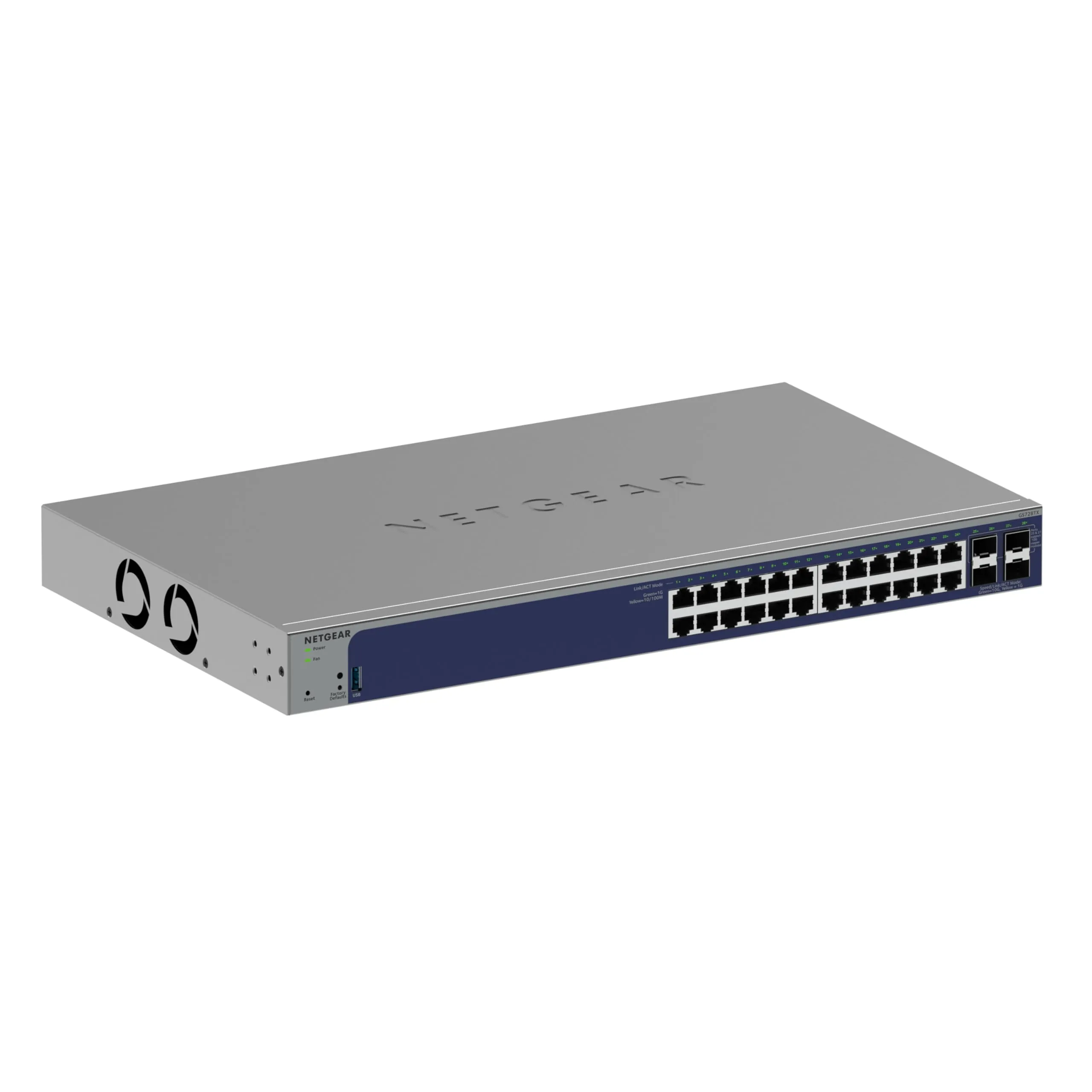 NETGEAR 28-Port Gigabit Ethernet Smart Switch (GS728TXv3)- Managed, with 24 x 1G, 4 x 10G SFP+, Optional Insight Cloud Management, Desktop or Rack Mount, Limited Lifetime Protection
