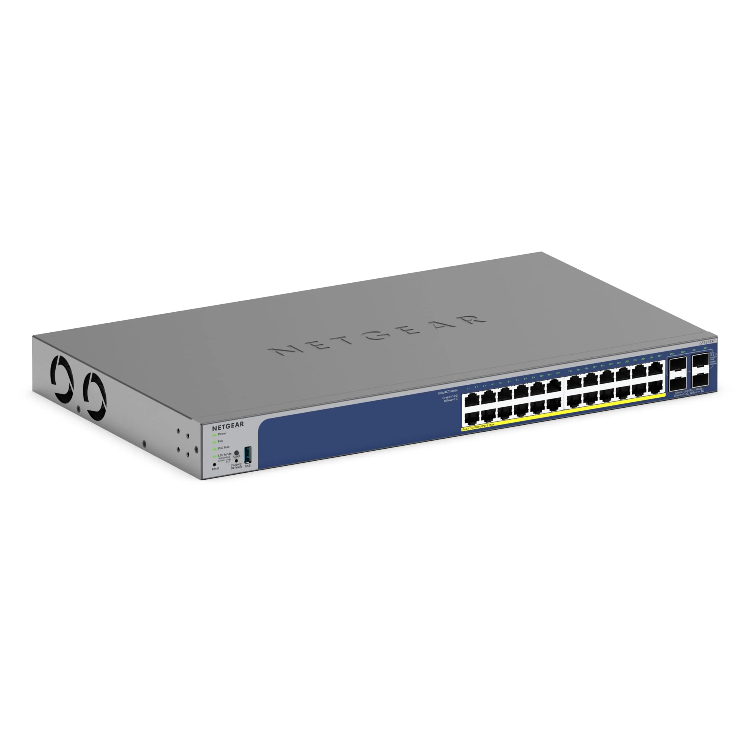 NETGEAR 28-Port PoE Gigabit Smart Switch GS728TXP - 24 PoE+ @190W, 4 x 10G SFP+
