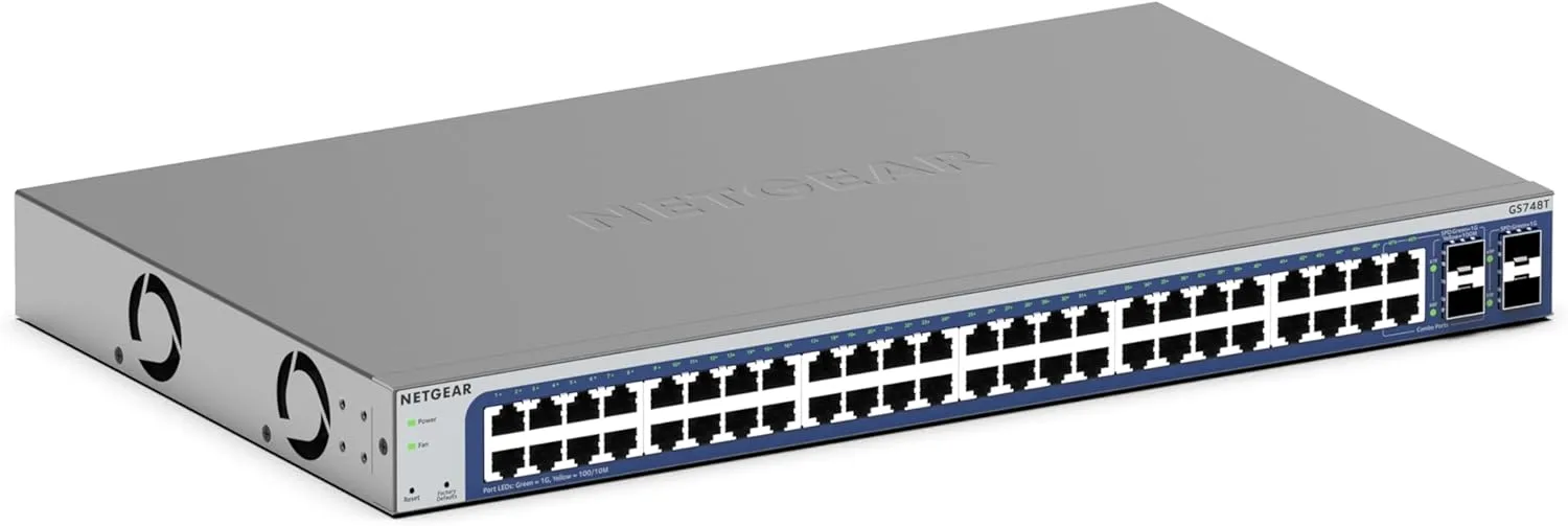NETGEAR GS748T 48-Port Gigabit Managed Switch - 2x1G SFP, Rackmount