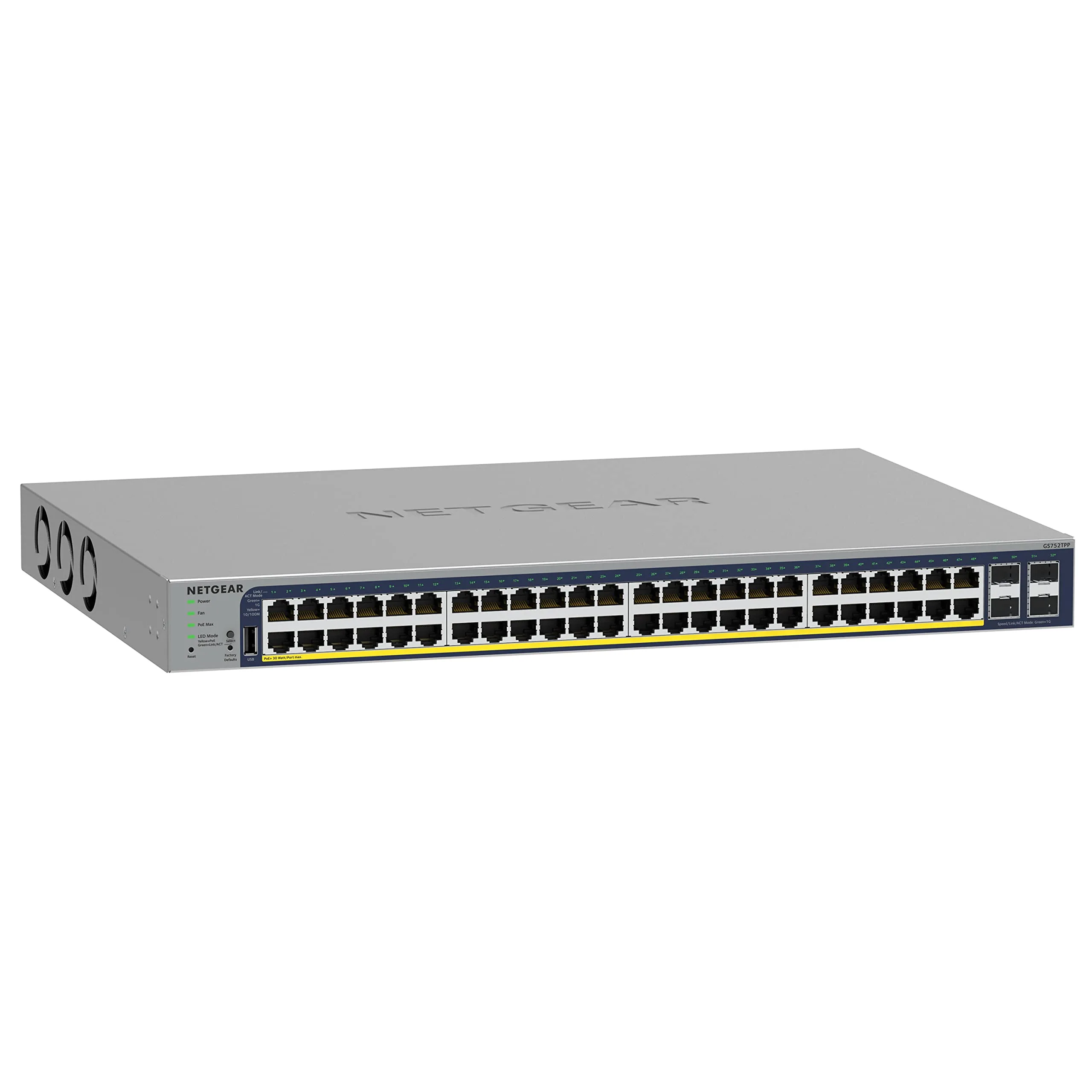 NETGEAR 52-Port PoE Gigabit Ethernet Smart Switch GS752TPP, 48 PoE+ @760W, 4x1G SFP
