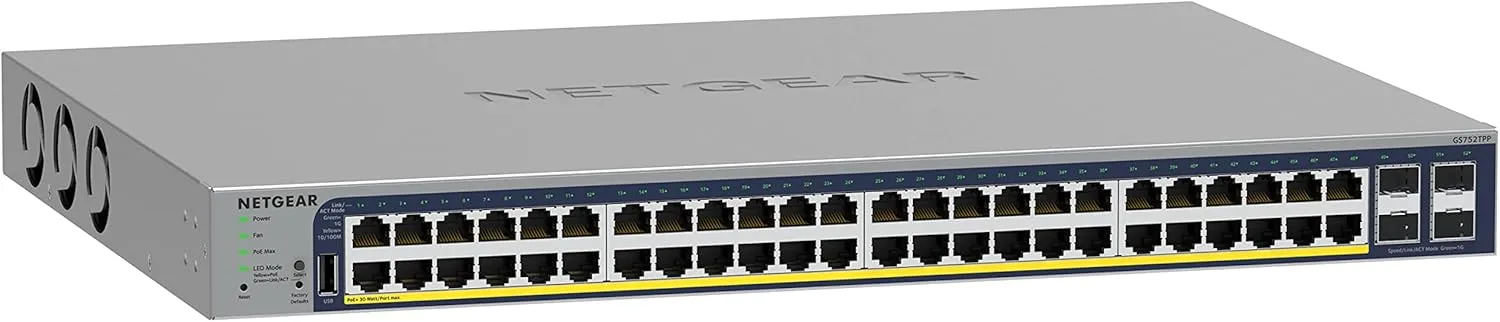 NETGEAR 52-Port PoE Gigabit Ethernet Smart Switch GS752TPP, 48 PoE+ @760W, 4x1G SFP