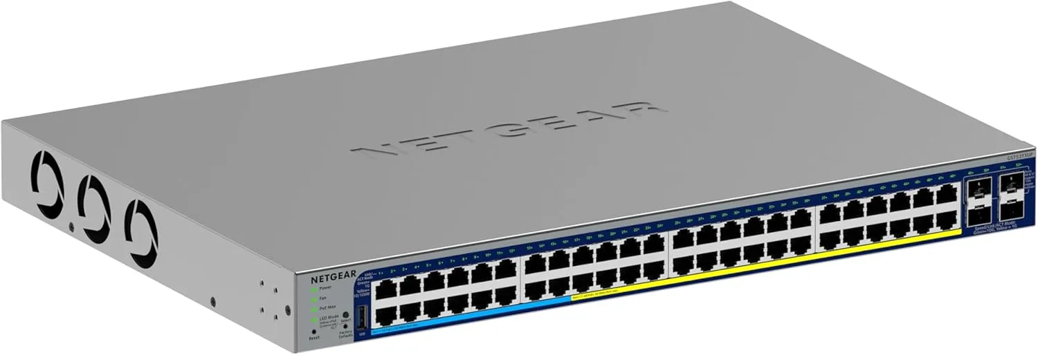NETGEAR 52-Port Ultra60 PoE Gigabit Ethernet Smart Switch GS752TXUP-300NAS