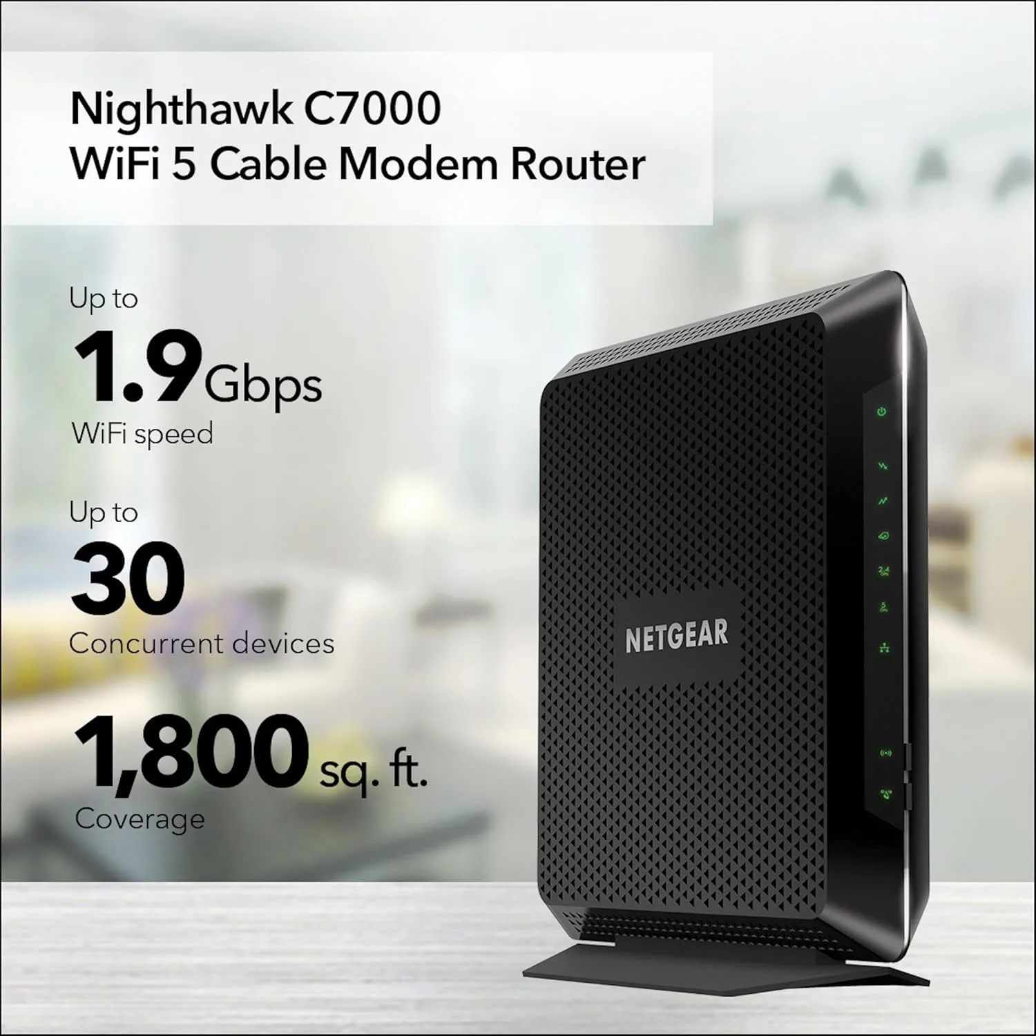 NETGEAR Nighthawk C7000 AC1900 DOCSIS 3.0 Cable Modem & WiFi Router