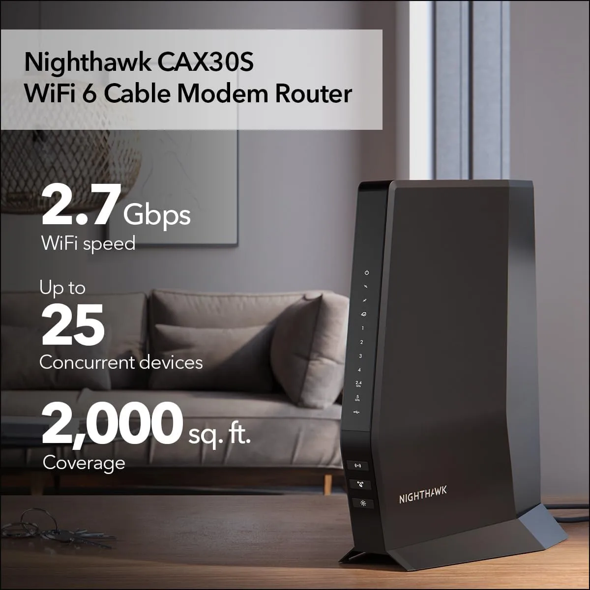 NETGEAR Nighthawk CAX30S AX2700 DOCSIS 3.1 Modem Router Combo - WiFi 6