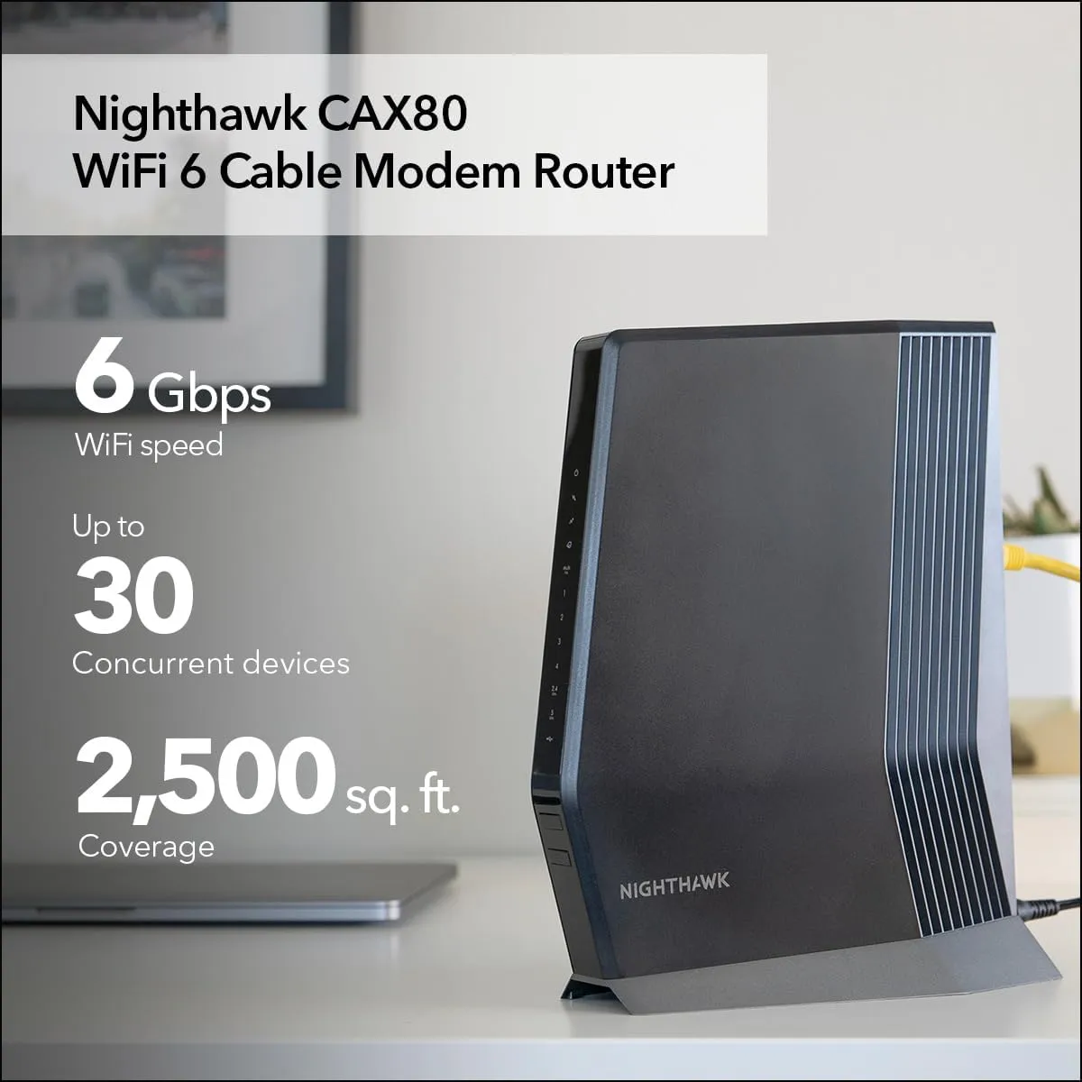 NETGEAR Nighthawk CAX80 Cable Modem & WiFi 6 Router (CAX80-100NAS)