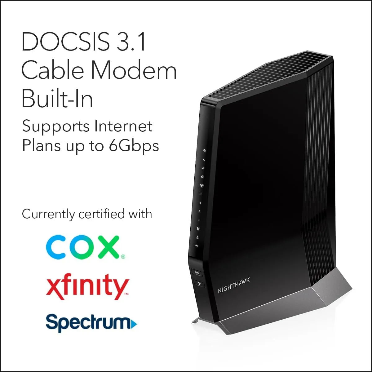 NETGEAR Nighthawk CAX80 Cable Modem & WiFi 6 Router (CAX80-100NAS)