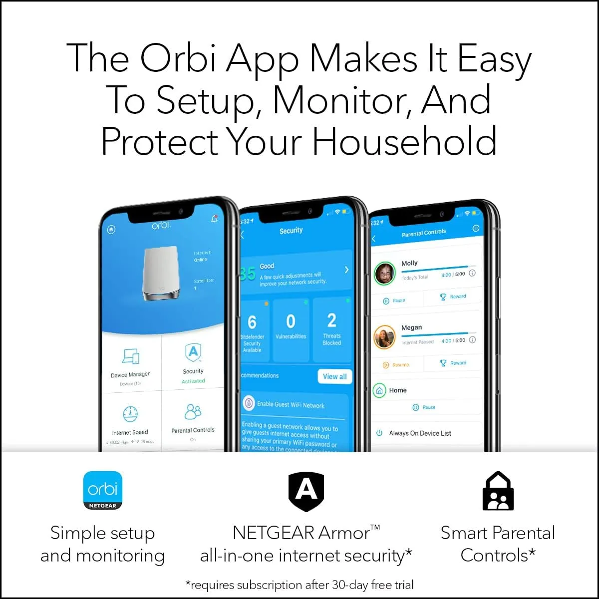 NETGEAR Orbi Mesh WiFi System (Router + Satellite) - 2-Pack