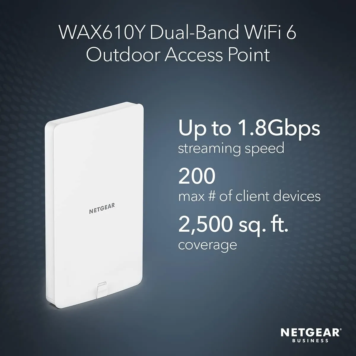 NETGEAR WAX610Y Wireless Outdoor Access Point - WiFi 6 AX1800, 2.5G Port, IP55, PoE+