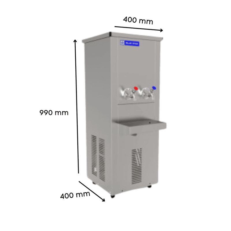 Dimension of Blue star CW2040 water cooler with Warm and cold water