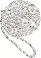 New England Ropes 1/2" Premium 3-Strand Dock Line - White w/Tracer - 15'
