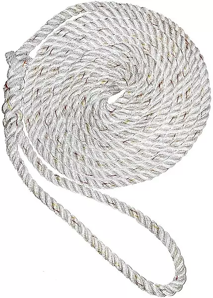 New England Ropes 1/2" Premium 3-Strand Dock Line - White w/Tracer - 15'