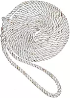 New England Ropes 1/2" Premium 3-Strand Dock Line - White w/Tracer - 35'