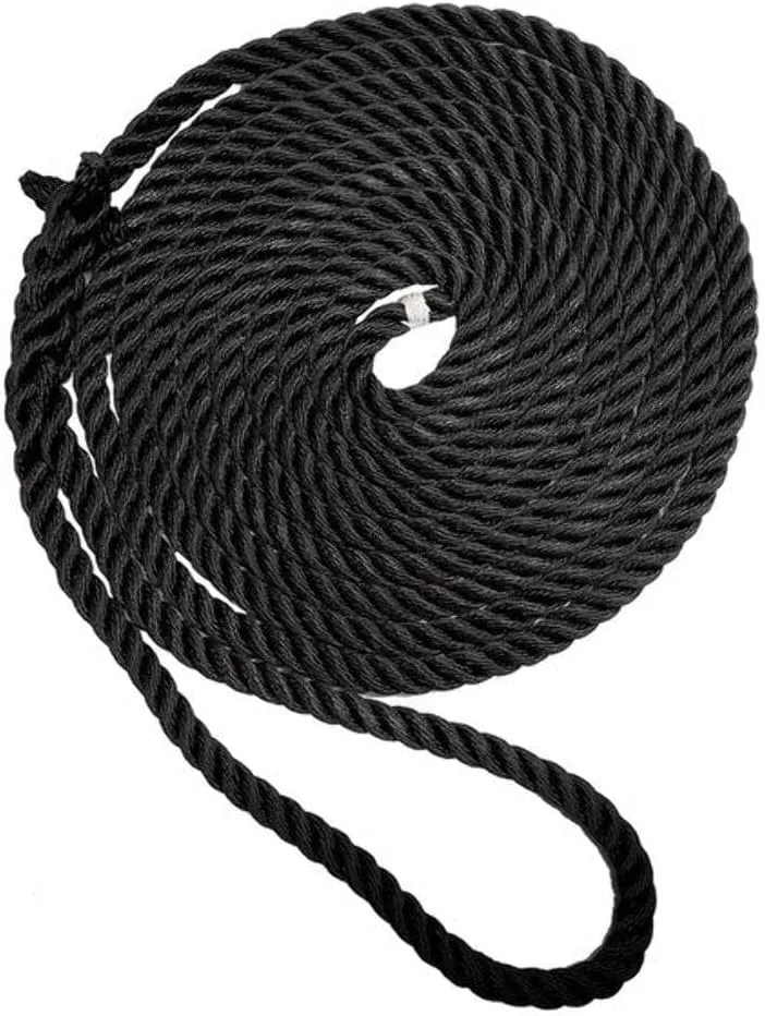 New England Ropes 1/2" Premium 3-Strand Dock Line - Black - 35'