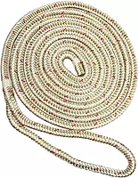 New England Ropes 1/2" Double Braid Dock Line - White/Gold w/Tracer - 15'