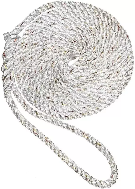New England Ropes 1/2" Premium 3-Strand Dock Line - White w/Tracer - 35'