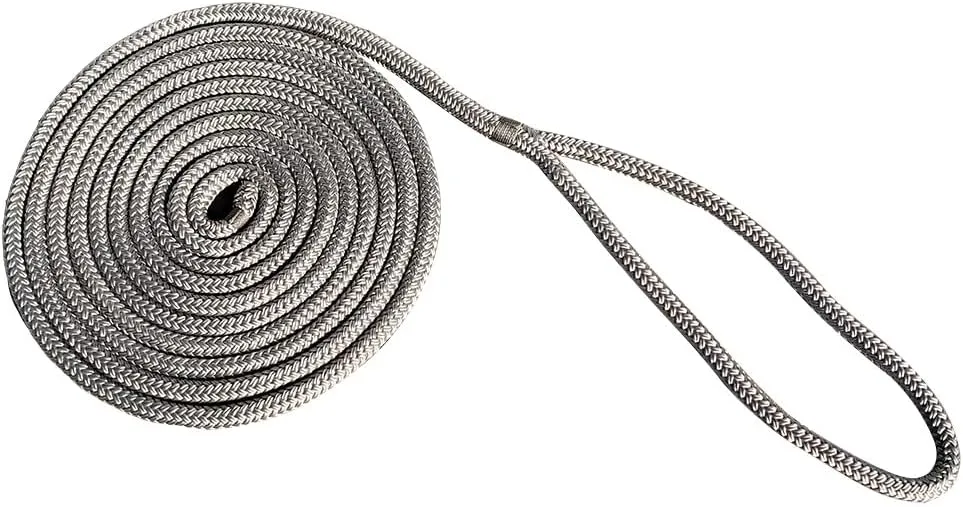 New England Rope 3/4" x 25' Nylon Double Braid Dock Line - Grey