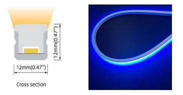 Neon-Flex 1212, 24VDC, 14 Watts/meter, , Dimmable, Cuts 72mm, Top Bend, RBW-SPEX, UL, 2-Wires Only