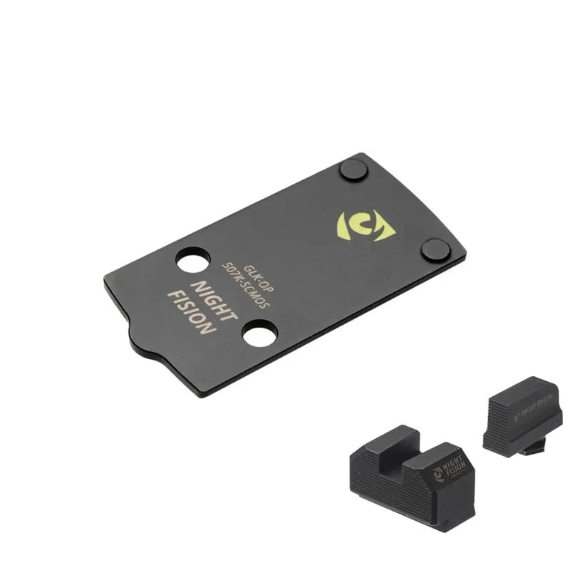 Optic Plate and Co-Witness Sight Set Compatible with Holosun 507K x2 or 407K to Glock 43X/48 MOS Models