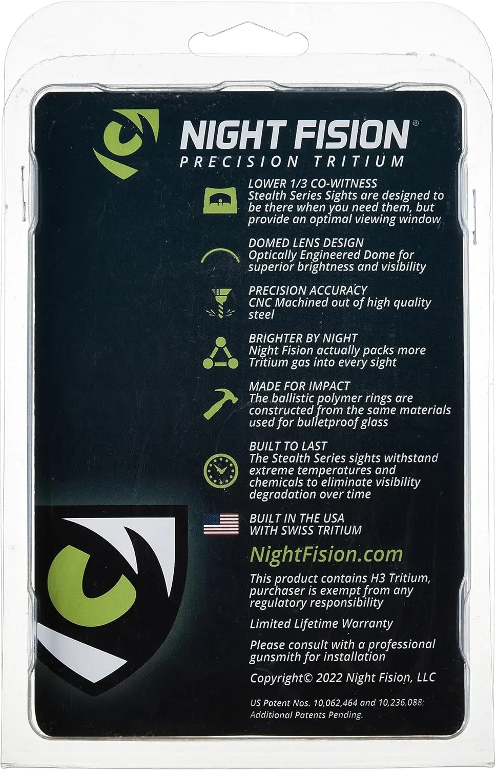 NIGHT FISION Optics Ready Stealth Tritium Night Sight Set