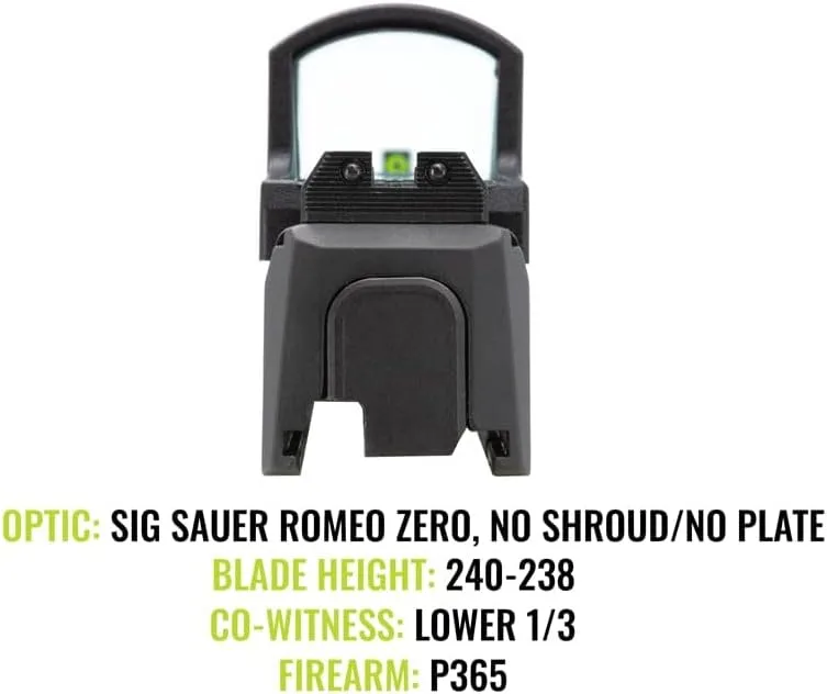 Night Fision Blacked Out Stealth Optic Height Sights for Sig P365/P320