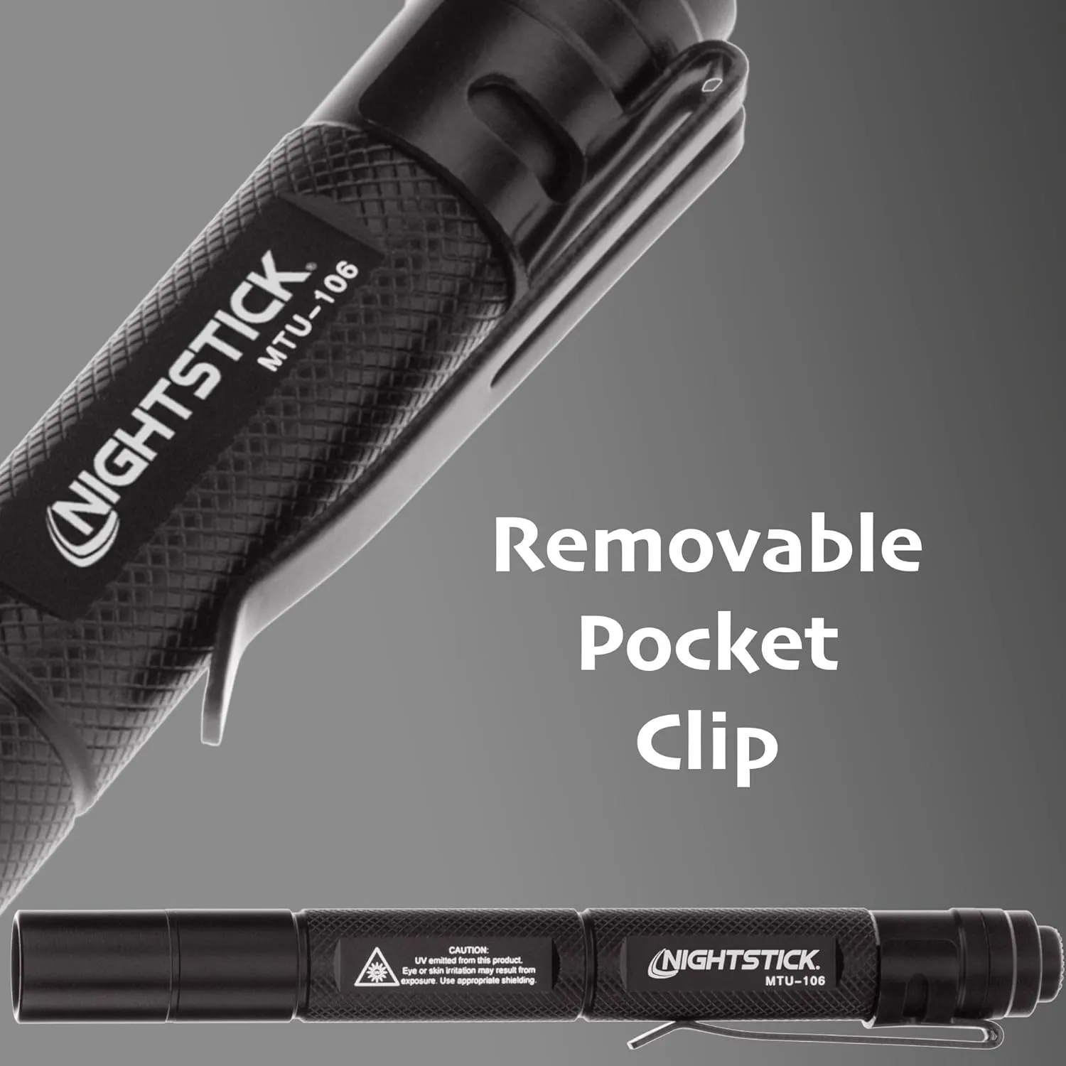 Nightstick MTU-106 Mini-TAC UV Flashlight with 2 AAA, Black,Small