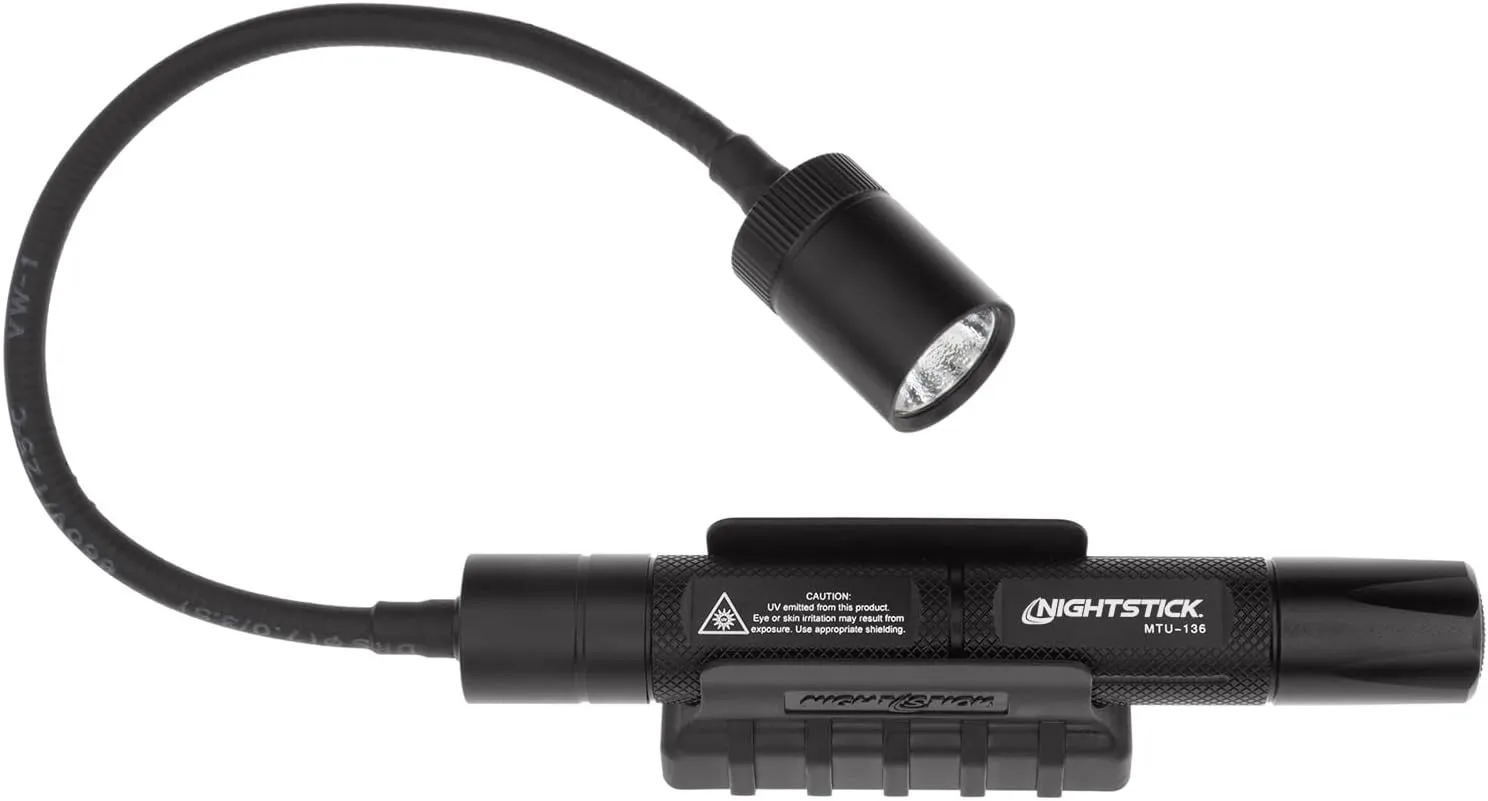 Nightstick MTU-136 Mini-TAC Gooseneck UV Flashlight with 2 AA, Black