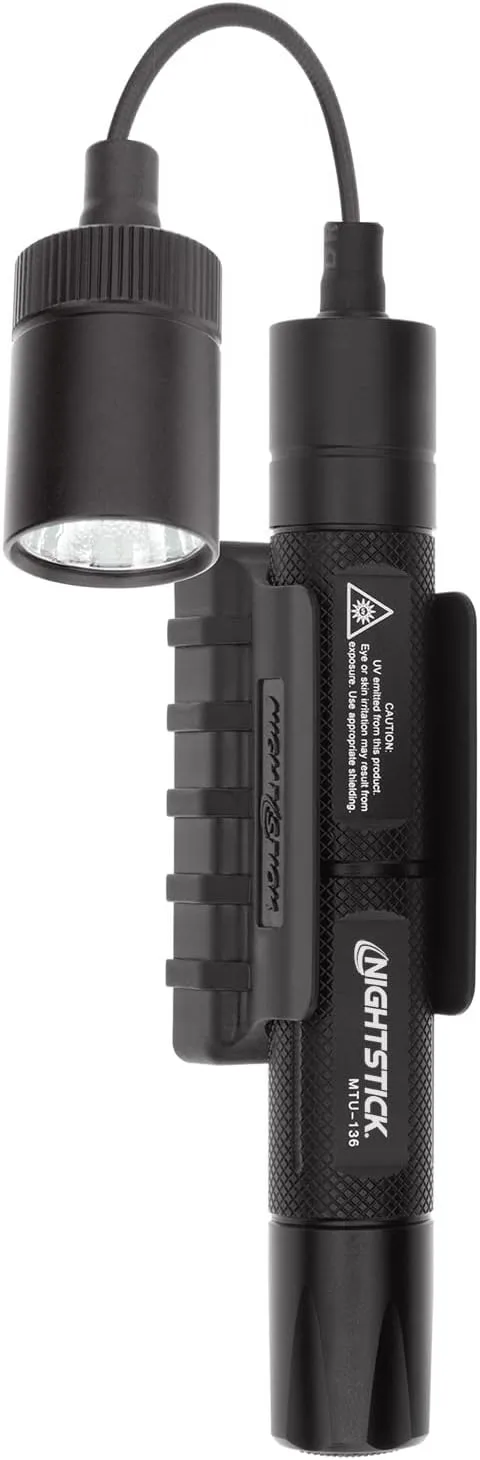 Nightstick MTU-136 Mini-TAC Gooseneck UV Flashlight with 2 AA, Black