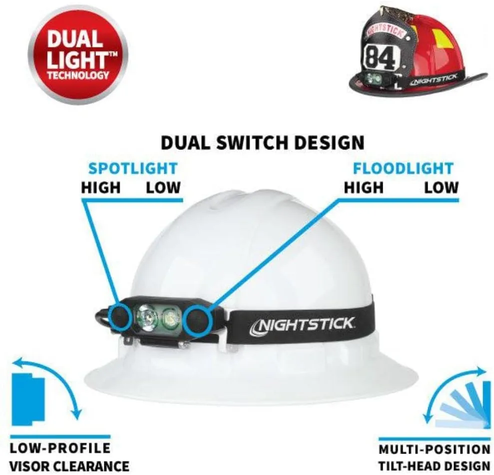 Nightstick NSP-4616B Multi-Function Headlamp with Rear Safety Led, One Size, Black