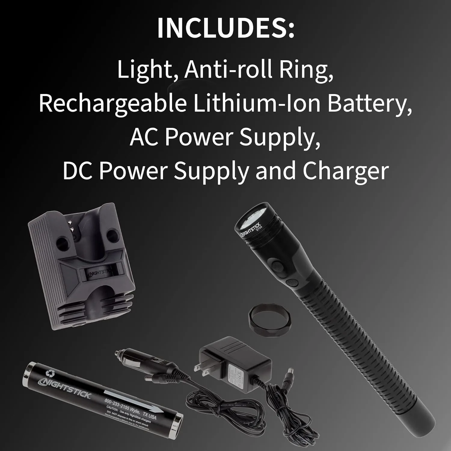 Nightstick Full-Size Black NSR-9744XL Metal Multi-Function Rechargeable Led Flashlight
