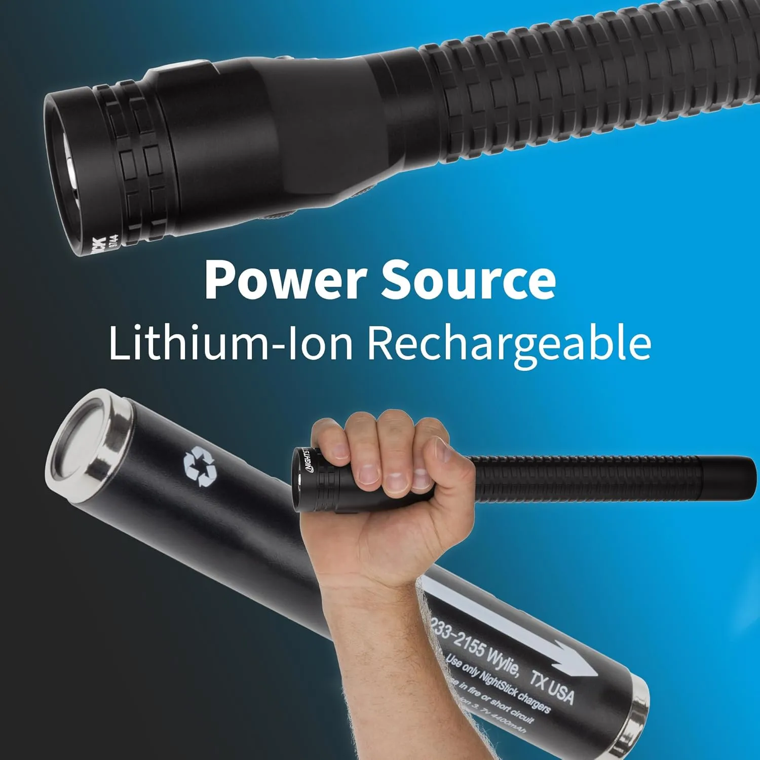 Nightstick Full-Size Black NSR-9744XL Metal Multi-Function Rechargeable Led Flashlight