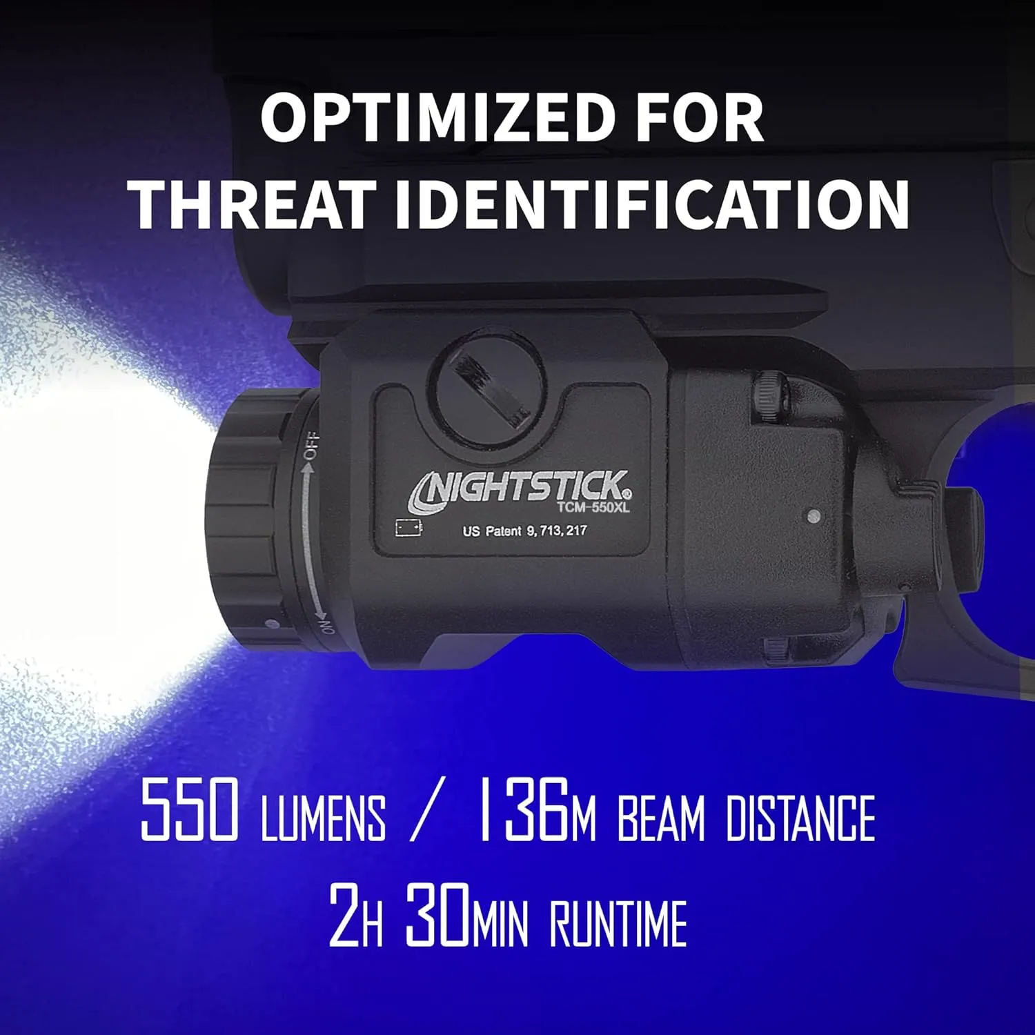 Nightstick TCM-550XL Compact Rail-Mounted Tactical Light - Waterproof Impact-Resistant Tactical Flashlight with Easy