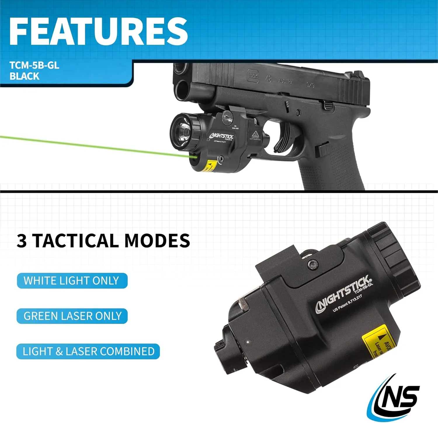 NIGHTSTICK TCM-5B Subcompact Weapon-Mounted Light - Short/Narrow Rail Models