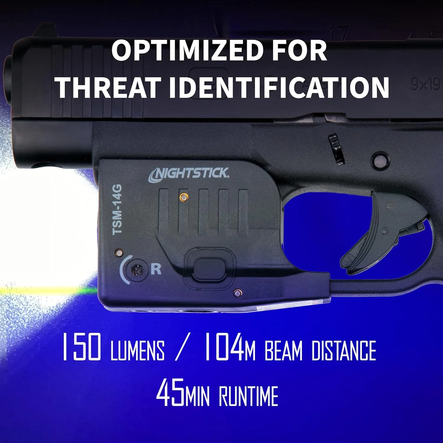 TSM 14G-Lumen Rechargeable Tactical Light withGreen Laser - IP-X4 Water-Resistant Laser Light Combo for Glock G43X MOS & G48