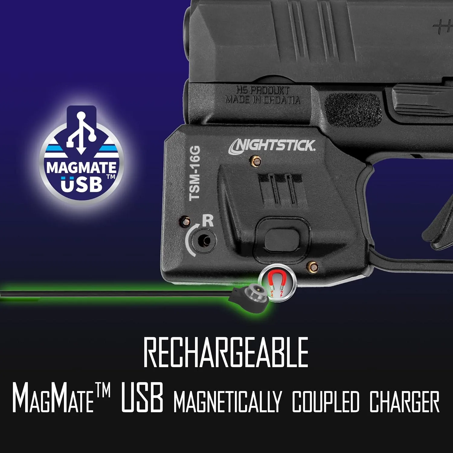 Nightstick TSM-16G 150-Lumen Rechargeable Tactical Light withGreen Laser Sight