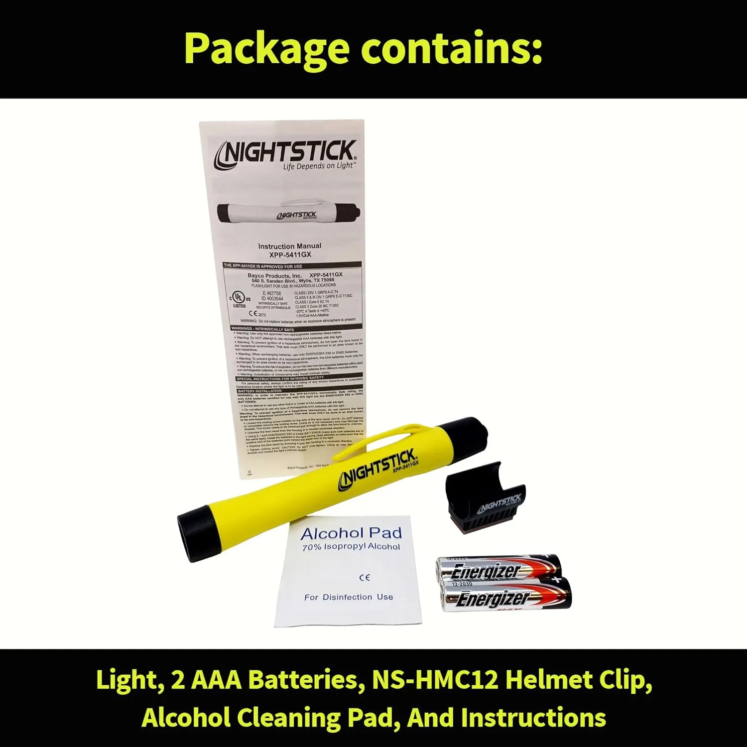 Nightstick XPP-5411GX Intrinsically Safe Penlight w/Helmet Mount - 2 AAA - Green - UL913