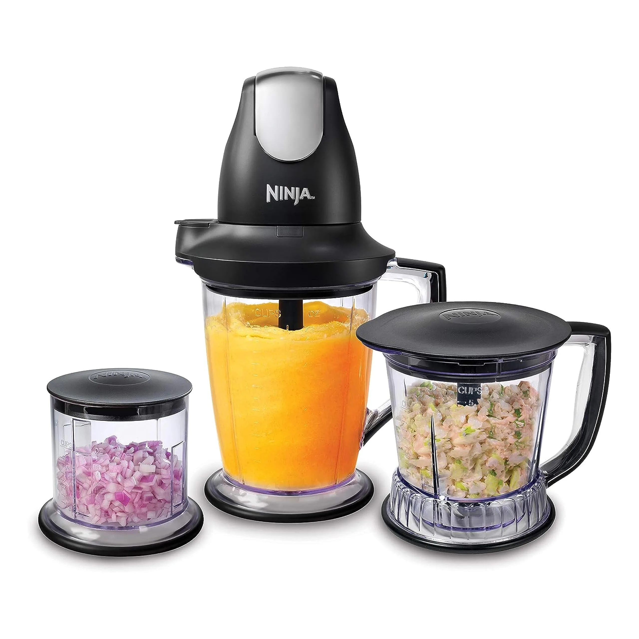 Ninja QB1004 Blender/Food Processor with 450-Watt Base, 48oz Pitcher, 16oz Chopper Bowl, and 40oz Processor Bowl for Shakes