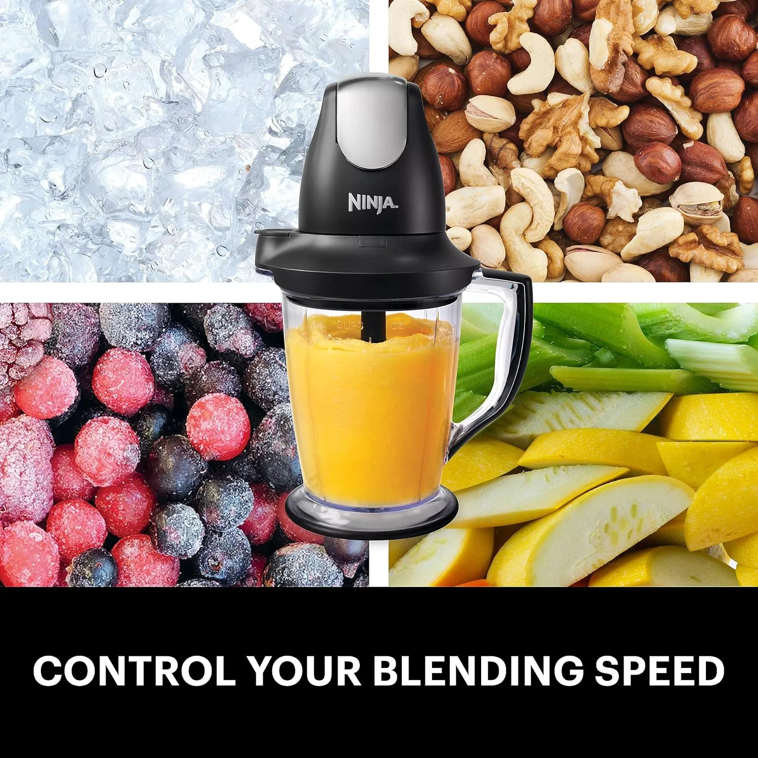 Ninja QB1004 Blender/Food Processor with 450-Watt Base, 48oz Pitcher, 16oz Chopper Bowl, and 40oz Processor Bowl for Shakes