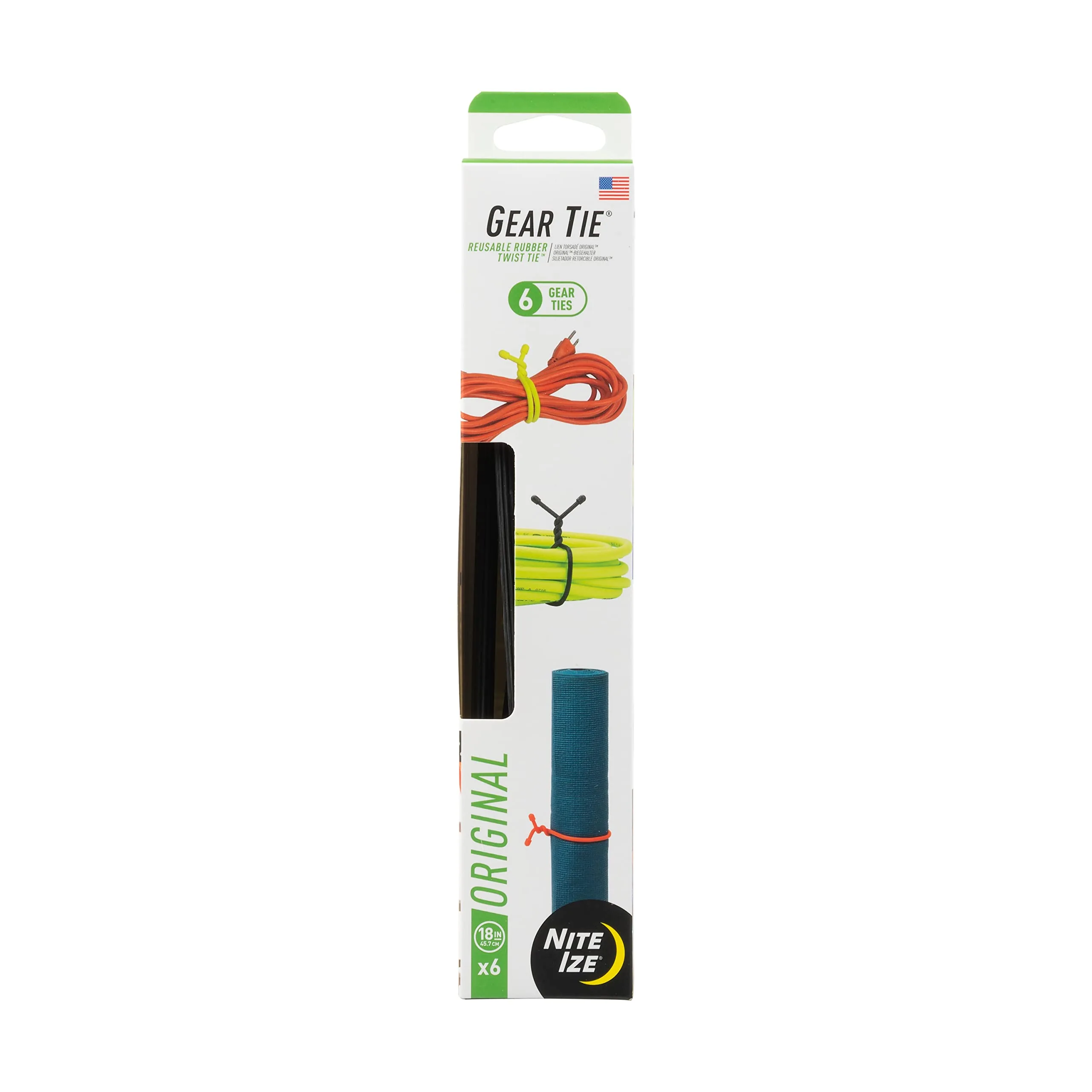 Nite Ize Original Gear Tie Reusable Rubber Twist Cord Organizers