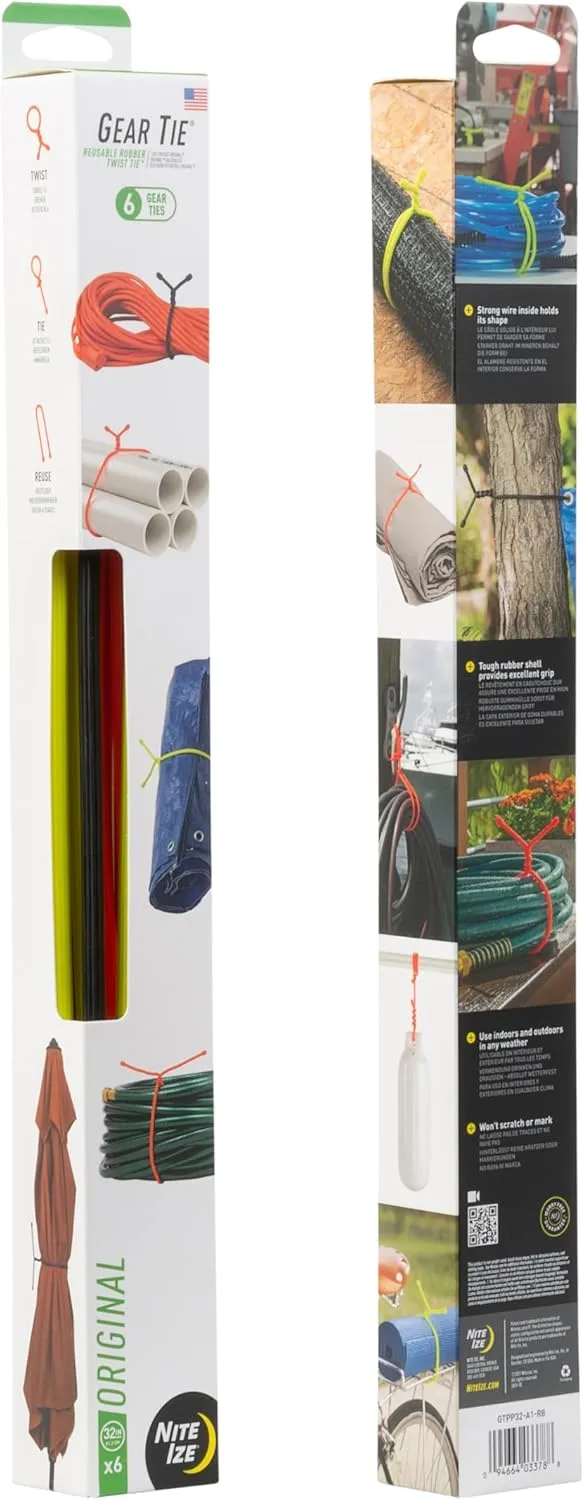 Nite Ize Original Gear Tie, Reusable Rubber Twist Tie