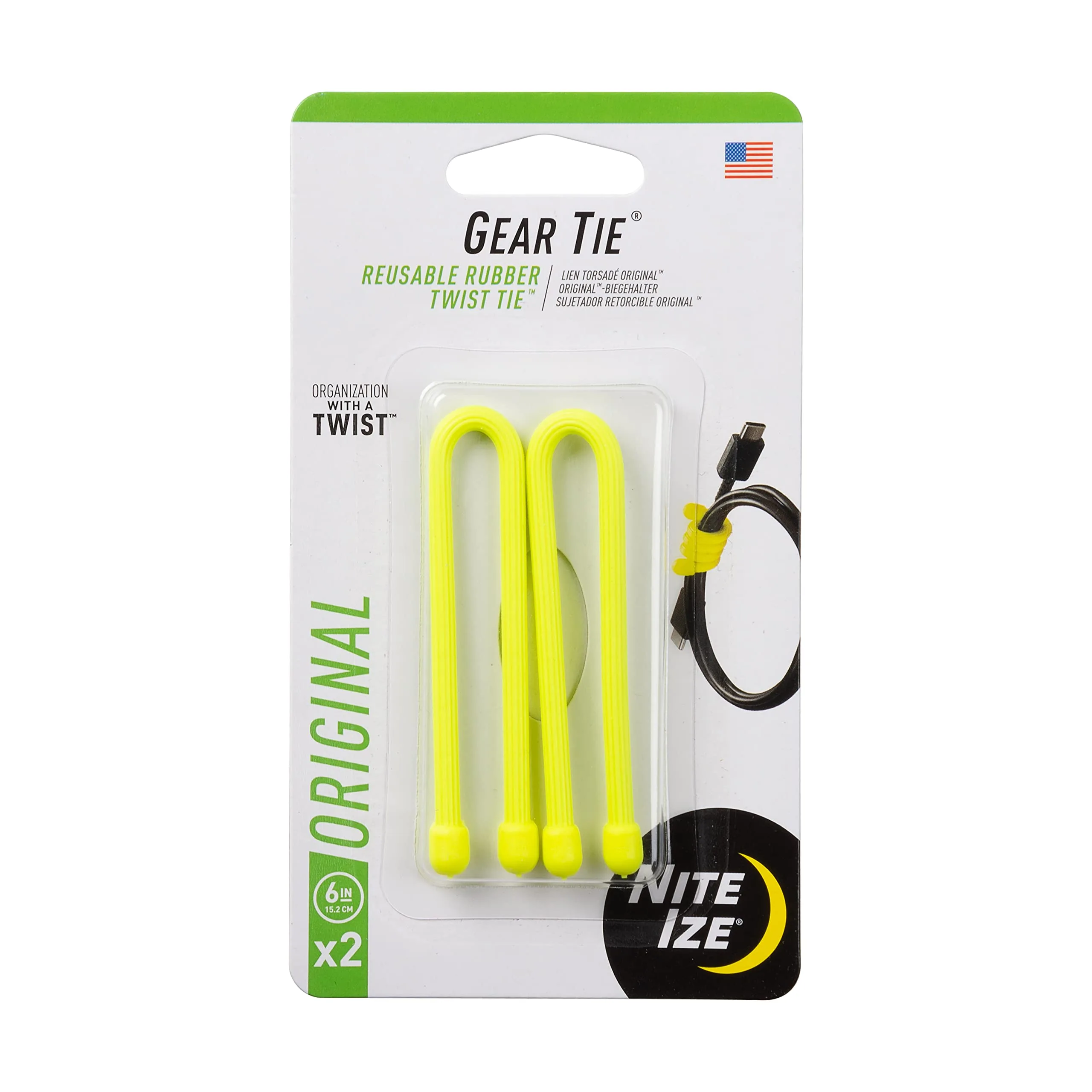 Nite Ize Original Gear Tie Reusable Rubber Twist Ties