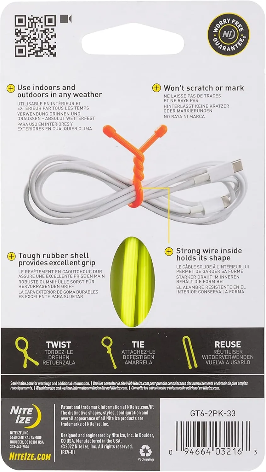 Nite Ize Original Gear Tie Reusable Rubber Twist Ties